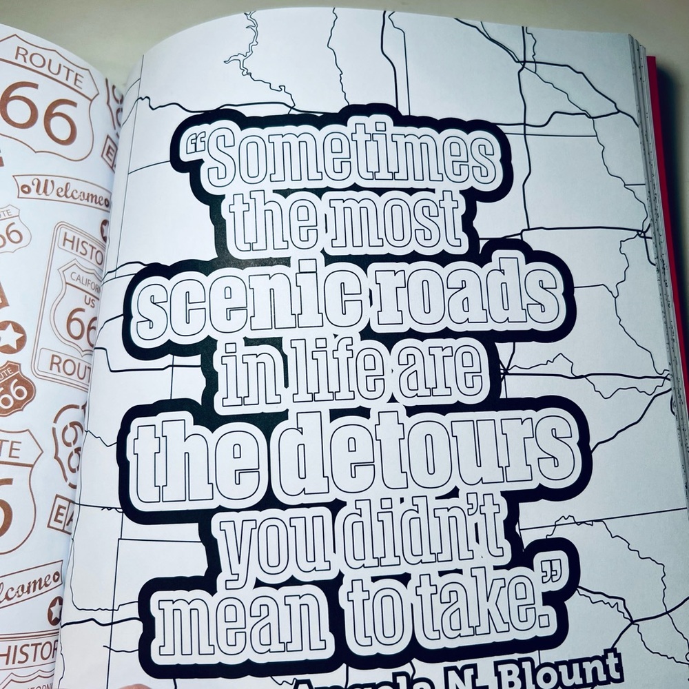 Route 66 Coloring Book Adult Relaxation Cars Roadtrip USA Diners Americana - Picture 9 of 13